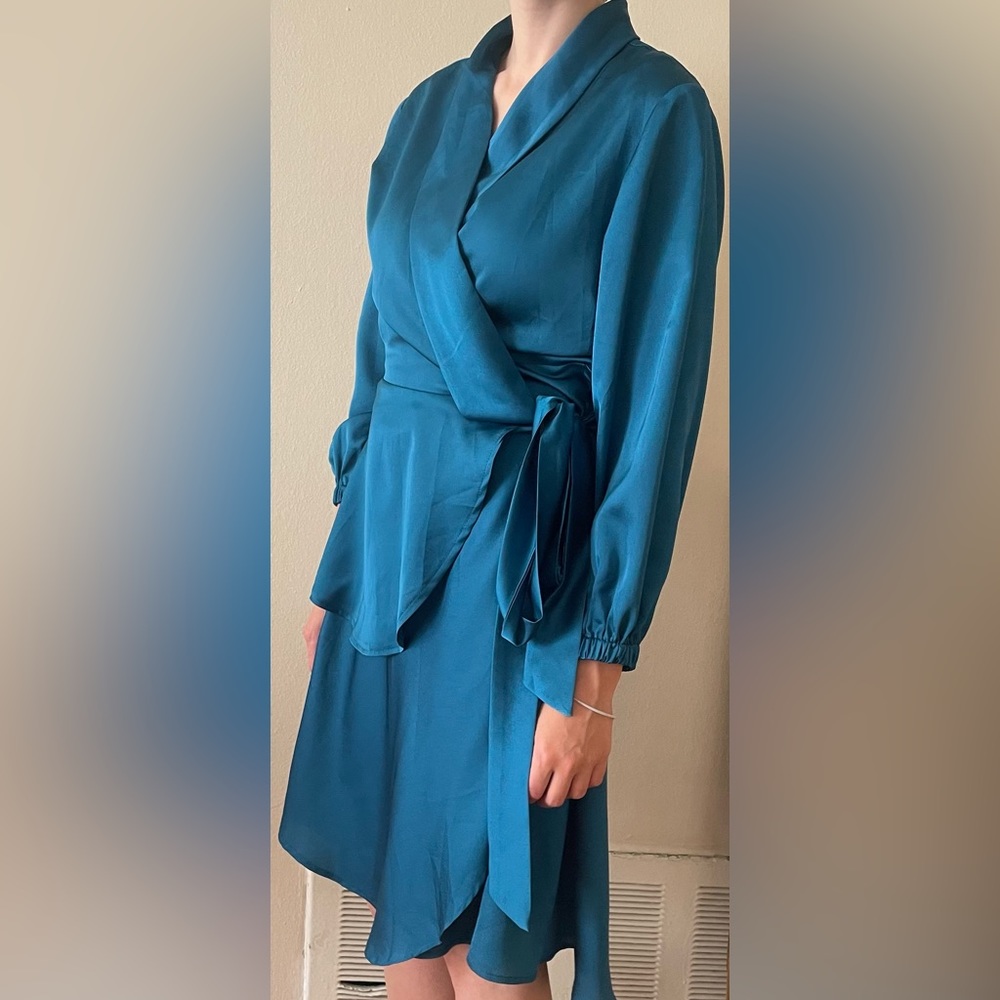 Teal Blue Wrap Dress - XS (4-8)